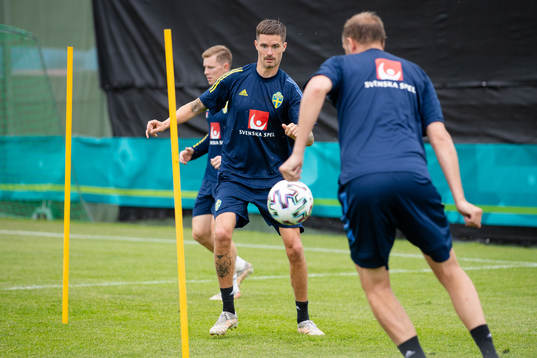 Mikael Lustig of the Swedish national football team at a