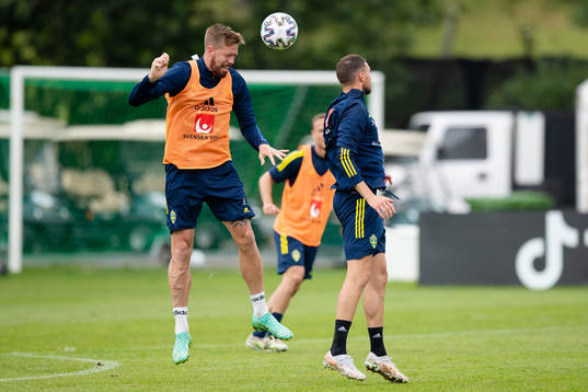 Pontus Jansson and Marcus Berg of the Swedish national