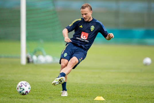 Pierre Bengtsson of the Swedish national football team at a