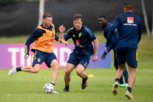 Marcus Berg and Gustav Svensson of the Swedish national