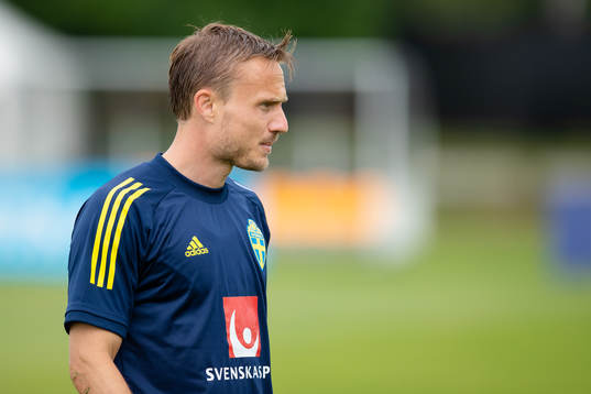 Pierre Bengtsson of the Swedish national football team at a