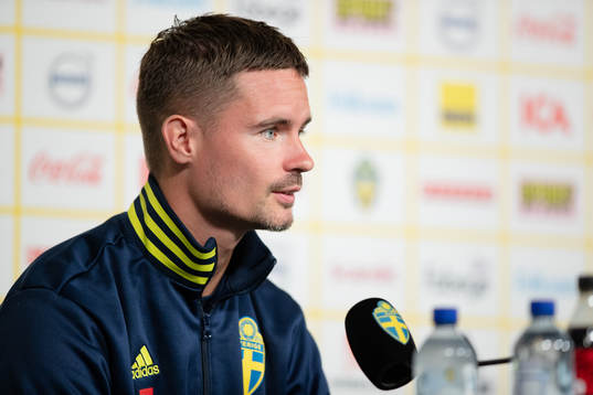 Mikael Lustig  of the Swedish national football team at a