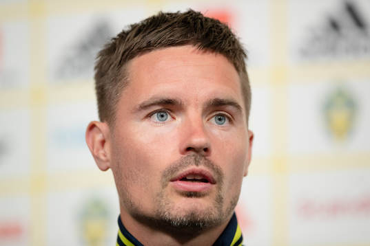 Mikael Lustig of the Swedish national football team at a