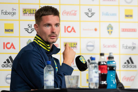 Mikael Lustig of the Swedish national football team at a