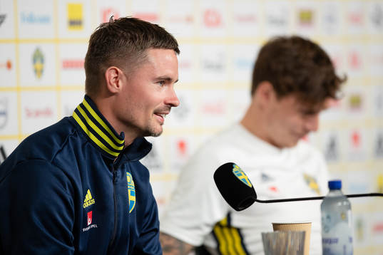 Mikael Lustig of the Swedish national football team at a