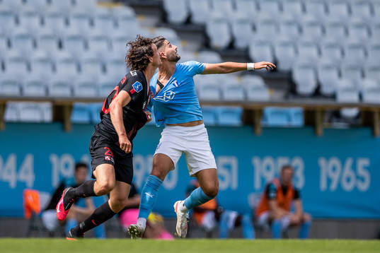 Midtjyllands Rasmus Nicolaisen och Malmö FFs Antonio Colak