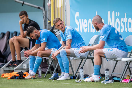Malmö FFs Erdal Rakip, Sören Rieks och Jo Inge Berget