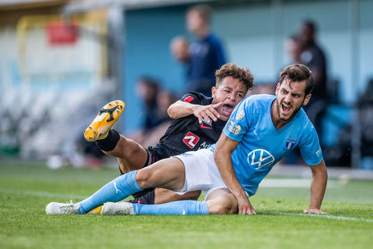 Midtjyllands Mikael Anderson och Malmö FFs +Adi Nalic