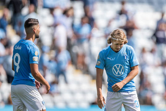 Malmö FFs Antonio Colak och Sebastian Nanasi deppar