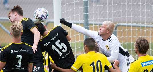 IFK Hässleholms målvakt Jacob Holmberg i matchen i