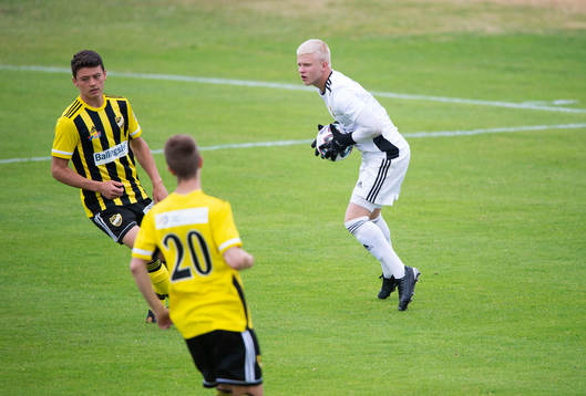 IFK Hässleholms målvakt Jacob Holmberg i matchen i