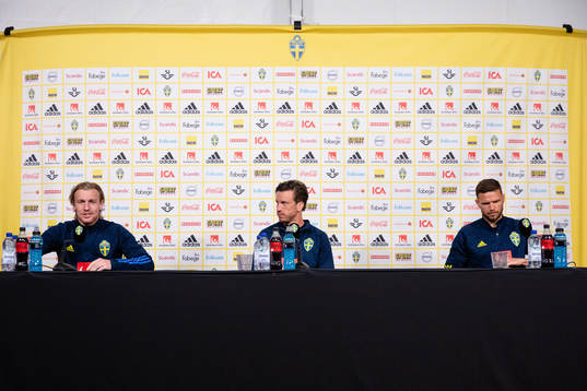 Emil Forsberg, Gustav Svensson and Marcus Berg of the