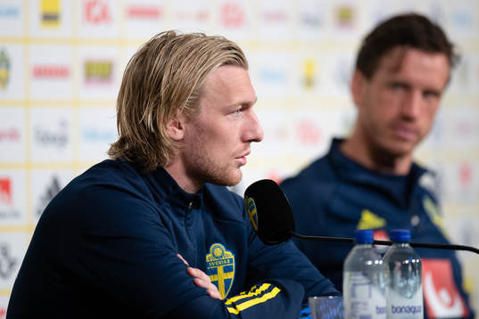 Emil Forsberg and Gustav Svensson of the Swedish national
