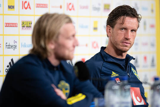 Emil Forsberg and Gustav Svensson of the Swedish national