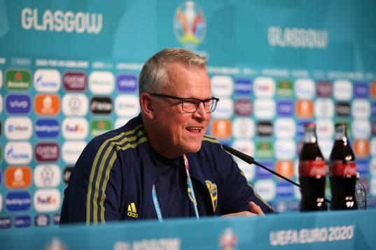 In this handout picture provided by UEFA, Janne Andersson,