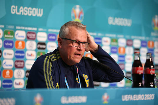 In this handout picture provided by UEFA, Janne Andersson,