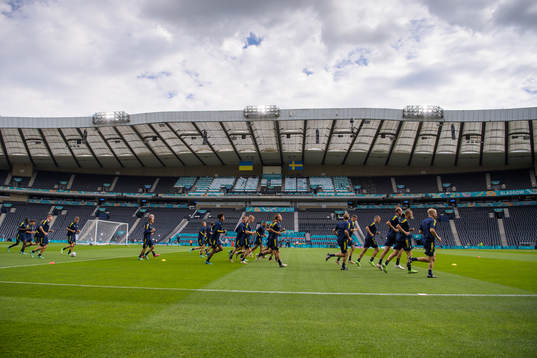Players of the Swedish national football team at a training