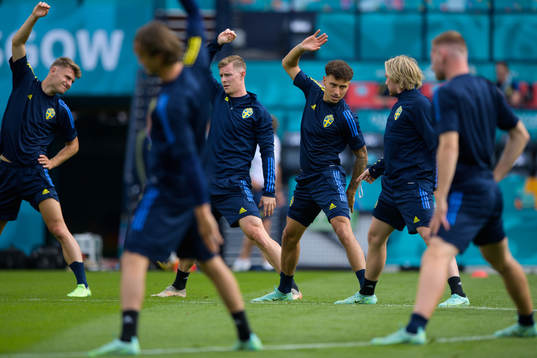Emil Krafth, Jordan Larsson and Emil Forsberg of the
