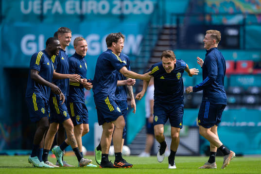 Albin Ekdal of the Swedish national football team running