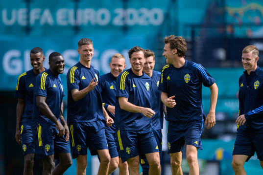 Albin Ekdal of the Swedish national football team running