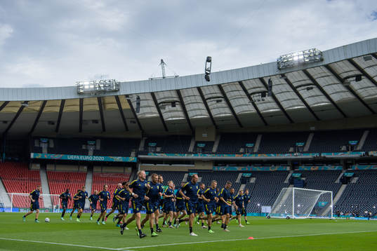 Players of the Swedish national football team at a training
