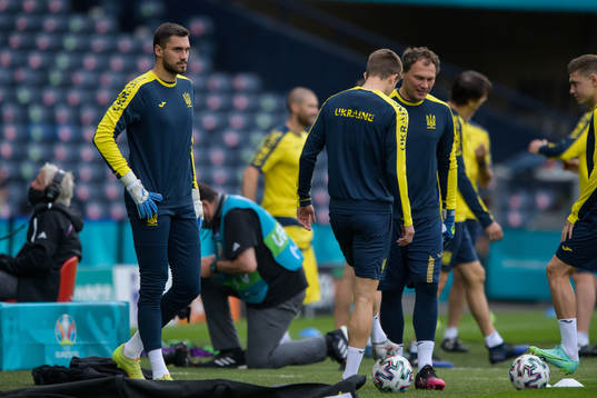 Goalkeeper Georgiy Bushchan of the Ukrainian national