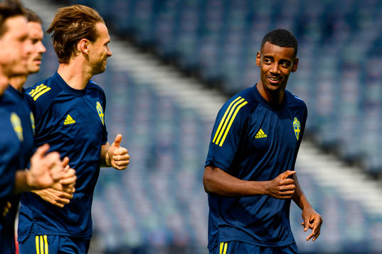Alexander Isak of the Swedish national football team at a