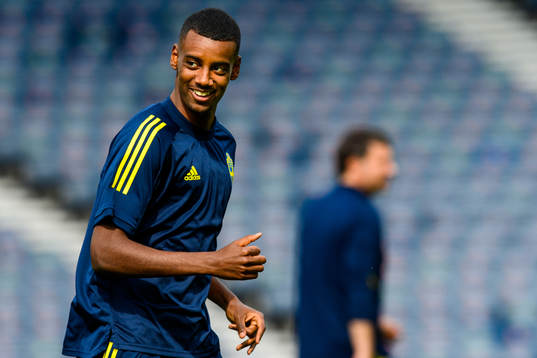Alexander Isak of the Swedish national football team at a