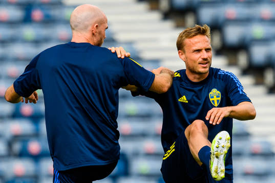 Pierre Bengtsson of the Swedish national football team at a