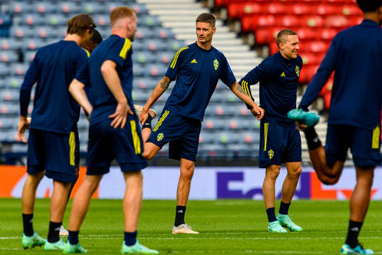 Mikael Lustig of the Swedish national football team at a