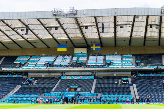 General view of Hampden Park at a training session