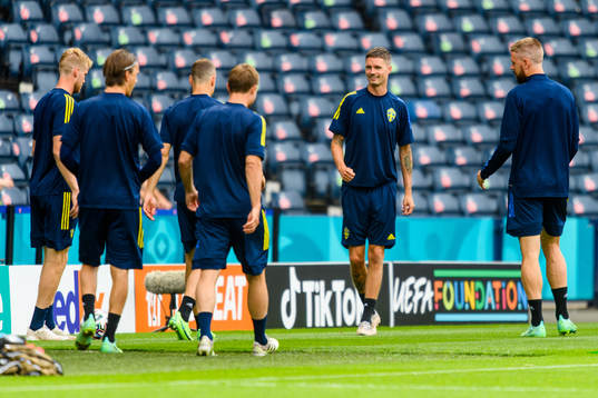 Mikael Lustig of the Swedish national football team at a