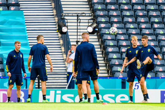 Emil Krafth, Filip Helander and Mikael Lustig of the