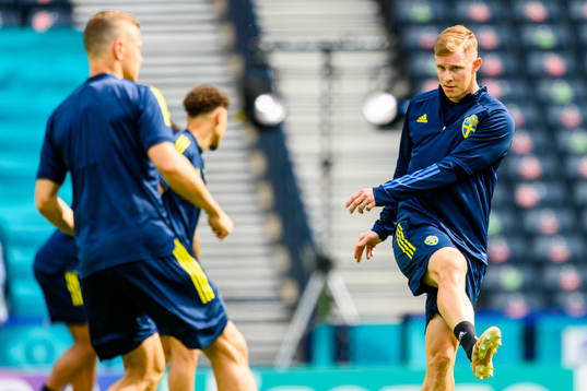 Emil Krafth of the Swedish national football team at a