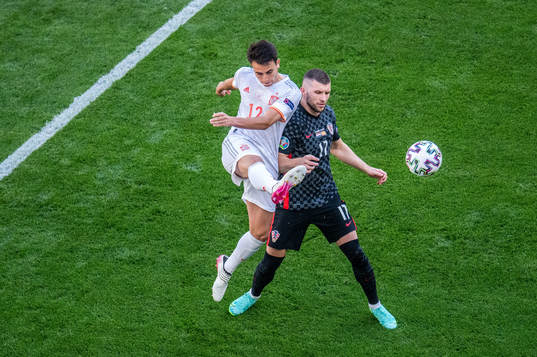 Eric Garcia of Spain and Ante Rebic of Croatia
