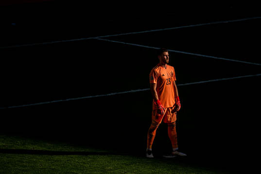 Goalkeeper Unai Simon of Spain looks dejected