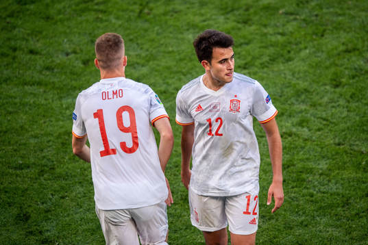 Dani Olmo and Eric Garcia of Spain