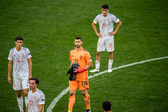 Pau Torres, Fabian Ruiz, goalkeeper Unai Simon and Pedri