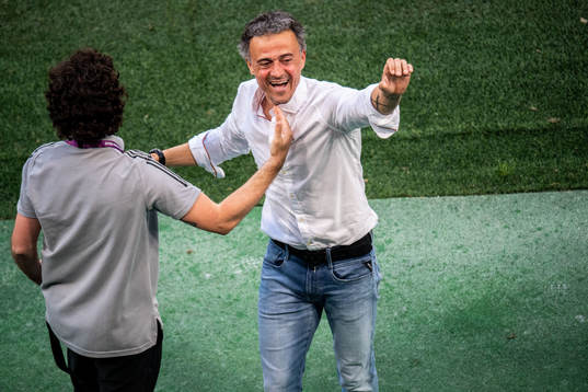 Luis Enrique, head coach of Spain celebrates