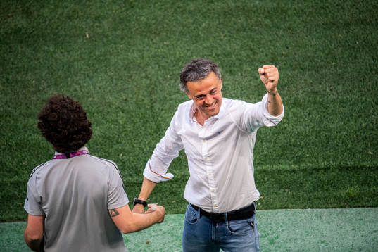 Luis Enrique, head coach of Spain celebrates