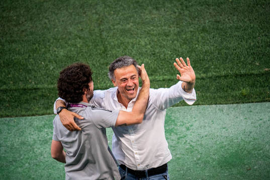 Luis Enrique, head coach of Spain celebrates