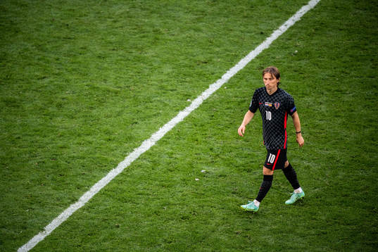 Luka Modric of Croatia looks dejected