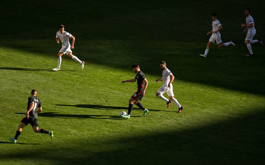 Bruno Petkovic of Croatia and Koke Koke of Spain