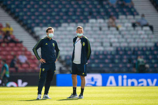 Gustav Svensson and Marcus Berg of Sweden