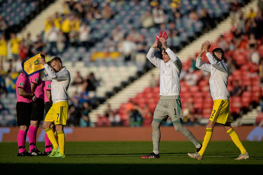 Sebastian Larsson, goalkeeper Robin Olsen and Mikael Lustig