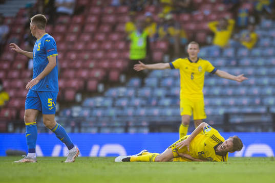 Albin Ekdal of Sweden in pain