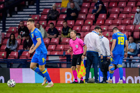 Artem Besedin of Ukraine is injured