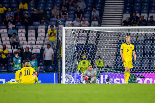 goalkeeper Robin Olsen of Sweden looks dejected