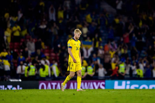 Filip Helander of Sweden looks dejected