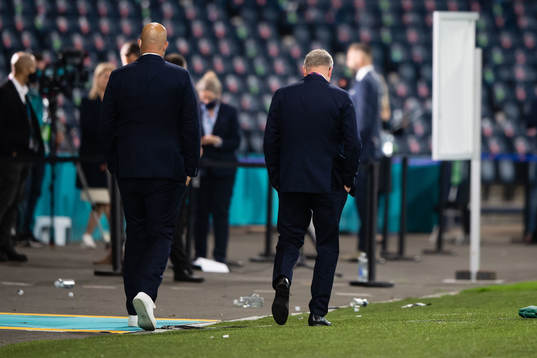 Head coach Janne Andersson of Sweden looks dejected